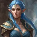 D&D concept art of gorgeous elven woman with blue hair in the style of Stefan Kostic, 8k, High Definition, Highly Detailed, Intricate, Half Body, Realistic, Sharp Focus, Fantasy, Elegant by Stanley Artgerm Lau, Luis Ricardo Falero