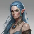 D&D concept art of gorgeous elven woman with blue hair in the style of Stefan Kostic, 8k, High Definition, Highly Detailed, Intricate, Half Body, Realistic, Sharp Focus, Fantasy, Elegant by WLOP