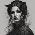 Alluring portrait of a beautiful raven black haired veiled vampire in the style of Stefan Kostic, 8k, High Definition, Highly Detailed, Intricate, Half Body, Realistic, Sharp Focus, Fantasy, Elegant