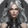 Alluring matte portrait of the beautiful goddess Selene in black leather, 8k, Highly Detailed, Intricate, Realistic, Sharp Focus, Volumetric Lighting, Fantasy, Elegant by Stanley Artgerm Lau, Alphonse Mucha, WLOP