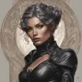 Alluring matte portrait of a beautiful Bel'veth wearing black leather, 8k, Highly Detailed, Intricate, Half Body, Realistic, Sharp Focus, Volumetric Lighting, Fantasy, Elegant by Stanley Artgerm Lau, Alphonse Mucha, WLOP