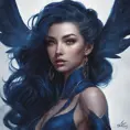 Alluring matte portrait of a fierce beautiful Lyx in dark blue, 8k, Highly Detailed, Intricate, Half Body, Realistic, Sharp Focus, Volumetric Lighting, Fantasy, Elegant by Stanley Artgerm Lau, WLOP, Stefan Kostic