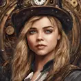 Steampunk portrait of Chloë Grace Moretz, Highly Detailed, Intricate, Artstation, Beautiful, Digital Painting, Sharp Focus, Concept Art, Elegant