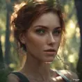 Closeup of a gorgeous female in a forest in the style of stefan kostic, 8k, High Definition, Digital Illustration, Bokeh effect, Photo Realistic, Sharp Focus by WLOP