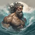 Matte portrait of a fierce Poseidon, God of the sea, 4k, Highly Detailed, Hyper Detailed, Powerful, Artstation, Vintage Illustration, Digital Painting, Sharp Focus, Smooth, Concept Art by Stanley Artgerm Lau, Alphonse Mucha, Greg Rutkowski