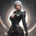 Alluring matte full body portrait of a beautiful Ciri wearing black leather, 8k, Highly Detailed, Intricate, Realistic, Sharp Focus, Volumetric Lighting, Fantasy, Elegant by Stanley Artgerm Lau, WLOP