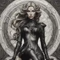 Alluring matte portrait of the beautiful Artemis in black leather, 8k, Highly Detailed, Intricate, Realistic, Sharp Focus, Volumetric Lighting, Fantasy, Elegant by Stanley Artgerm Lau, Alphonse Mucha, WLOP