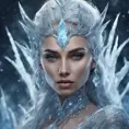 Alluring matte portrait of a beautiful ice sorceress in the style of Stefan Kostic, 8k, High Definition, Highly Detailed, Intricate, Half Body, Realistic, Sharp Focus, Fantasy, Elegant