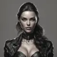 Alluring matte portrait of a beautiful A2 in black leather in the style of Stefan Kostic, 8k, Highly Detailed, Intricate, Half Body, Realistic, Sharp Focus, Volumetric Lighting, Fantasy, Elegant by Stanley Artgerm Lau, WLOP