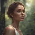 Closeup of a gorgeous female in a forest in the style of stefan kostic, 8k, High Definition, Digital Illustration, Bokeh effect, Photo Realistic, Sharp Focus by WLOP