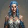 D&D concept art of gorgeous elven woman with blue hair in the style of Stefan Kostic, 8k, High Definition, Highly Detailed, Intricate, Half Body, Realistic, Sharp Focus, Fantasy, Elegant by Luis Ricardo Falero