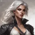 Alluring matte portrait of a beautiful Ciri wearing black leather, 8k, Highly Detailed, Intricate, Half Body, Realistic, Sharp Focus, Volumetric Lighting, Fantasy, Elegant by Stanley Artgerm Lau, WLOP