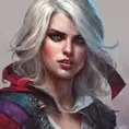 Ciri from The Witcher in Assassin's Creed style, Highly Detailed, Vibrant Colors, Ink Art, Fantasy, Dark by Stanley Artgerm Lau