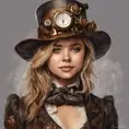 Steampunk portrait of Chloë Grace Moretz, Highly Detailed, Intricate, Artstation, Beautiful, Digital Painting, Sharp Focus, Concept Art, Elegant