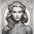 Alluring matte portrait of a beautiful Jean Grey from X-Men, 8k, Highly Detailed, Intricate, Half Body, Realistic, Sharp Focus, Volumetric Lighting, Fantasy, Elegant by Alphonse Mucha