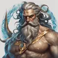 Matte portrait of a fierce Poseidon, God of the sea, 4k, Highly Detailed, Hyper Detailed, Powerful, Artstation, Vintage Illustration, Digital Painting, Sharp Focus, Smooth, Concept Art by Stanley Artgerm Lau, Alphonse Mucha, Greg Rutkowski