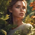 Closeup of a gorgeous female in foliage and the style of stefan kostic, 8k, High Definition, Digital Illustration, Bokeh effect, Photo Realistic, Sharp Focus by Stanley Artgerm Lau