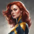 Alluring matte portrait of a beautiful Jean Grey from X-Men, 8k, Highly Detailed, Intricate, Half Body, Realistic, Sharp Focus, Volumetric Lighting, Fantasy, Elegant by Stanley Artgerm Lau