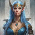 D&D concept art of gorgeous elven woman with blue hair in the style of Stefan Kostic, 8k, High Definition, Highly Detailed, Intricate, Half Body, Realistic, Sharp Focus, Fantasy, Elegant by Stanley Artgerm Lau, Luis Ricardo Falero