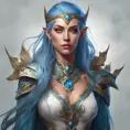 D&D concept art of gorgeous elven woman with blue hair in the style of Stefan Kostic, 8k, High Definition, Highly Detailed, Intricate, Half Body, Realistic, Sharp Focus, Fantasy, Elegant by Luis Ricardo Falero