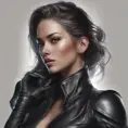 Alluring matte portrait of a beautiful A2 wearing black leather, 8k, Highly Detailed, Intricate, Half Body, Realistic, Sharp Focus, Volumetric Lighting, Fantasy, Elegant by Stanley Artgerm Lau, WLOP