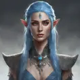 D&D concept art of gorgeous elven woman with blue hair in the style of Stefan Kostic, 8k, High Definition, Highly Detailed, Intricate, Half Body, Realistic, Sharp Focus, Fantasy, Elegant by WLOP