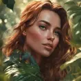 Closeup of a gorgeous female in foliage and the style of stefan kostic, 8k, High Definition, Digital Illustration, Bokeh effect, Photo Realistic, Sharp Focus by Stanley Artgerm Lau