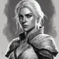 Black & White portrait of Ciri, Highly Detailed, Intricate, Artstation, Beautiful, Digital Painting, Sharp Focus, Concept Art, Elegant