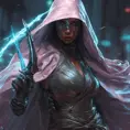 Veiled Assasin with daggers, 8k, Highly Detailed, Intricate, Artstation, Digital Painting, Illustration, Sharp Focus, Smooth, Unreal Engine, Neon, Concept Art by Stanley Artgerm Lau, Greg Rutkowski