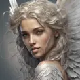 Alluring highly detailed matte portrait of a beautiful angel with shimmering hair in the style of Stefan Kostic, 8k, High Definition, Highly Detailed, Intricate, Half Body, Realistic, Sharp Focus, Fantasy, Elegant