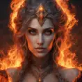 Alluring highly detailed matte portrait of a beautiful fire sorceress in the style of Stefan Kostic, 8k, High Definition, Highly Detailed, Intricate, Half Body, Realistic, Sharp Focus, Fantasy, Elegant