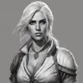 Black & White portrait of Ciri, Highly Detailed, Intricate, Artstation, Beautiful, Digital Painting, Sharp Focus, Concept Art, Elegant