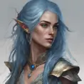 D&D concept art of gorgeous elven woman with blue hair in the style of Stefan Kostic, 8k, High Definition, Highly Detailed, Intricate, Half Body, Realistic, Sharp Focus, Fantasy, Elegant by WLOP