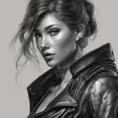 Alluring matte portrait of a beautiful A2 in black leather in the style of Stefan Kostic, 8k, Highly Detailed, Intricate, Half Body, Realistic, Sharp Focus, Volumetric Lighting, Fantasy, Elegant by Stanley Artgerm Lau, WLOP