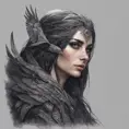 Alluring highly detailed matte portrait of a beautiful raven black haired half elf in the style of Stefan Kostic, 8k, High Definition, Highly Detailed, Intricate, Half Body, Realistic, Sharp Focus, Fantasy, Elegant