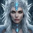 Alluring matte portrait of a beautiful ice sorceress in the style of Stefan Kostic, 8k, High Definition, Highly Detailed, Intricate, Half Body, Realistic, Sharp Focus, Fantasy, Elegant