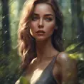 Closeup of a gorgeous female in a forest in the style of stefan kostic, 8k, High Definition, Digital Illustration, Bokeh effect, Photo Realistic, Sharp Focus by Stanley Artgerm Lau