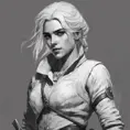 Black & White portrait of Ciri, Highly Detailed, Intricate, Artstation, Beautiful, Digital Painting, Sharp Focus, Concept Art, Elegant