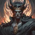 Matte portrait of a fierce Hades, god of the underworld, 4k, Highly Detailed, Hyper Detailed, Powerful, Artstation, Vintage Illustration, Digital Painting, Sharp Focus, Smooth, Concept Art by Stanley Artgerm Lau, Alphonse Mucha, Greg Rutkowski