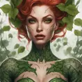 Closeup matte portrait of a tattooed Poison Ivy, symmetrical face, 8k, Highly Detailed, Intricate, Artstation, Matte Painting, Sharp Focus, Concept Art by Stanley Artgerm Lau, Greg Rutkowski