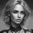 Alluring matte portrait of a beautiful A2 in black leather in the style of Stefan Kostic, 8k, Highly Detailed, Intricate, Half Body, Realistic, Sharp Focus, Volumetric Lighting, Fantasy, Elegant by WLOP