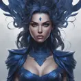 Alluring matte portrait of a fierce beautiful Vex in dark blue, 8k, Highly Detailed, Intricate, Half Body, Realistic, Sharp Focus, Volumetric Lighting, Fantasy, Elegant by Stanley Artgerm Lau, WLOP, Stefan Kostic