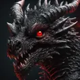 a black dragon with red eyes in 2d, 4k resolution, 8k, HDR, High Definition, High Resolution, Highly Detailed, Hyper Detailed, Ultra Detailed, Closeup of Face, Gothic and Fantasy, Gothic, Horns, Large Eyes, Soft Details, Strong Jaw, Digital Illustration