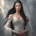 Alluring matte portrait of a beautiful Arwen in the style of Stefan Kostic, 8k, Highly Detailed, Intricate, Half Body, Realistic, Sharp Focus, Volumetric Lighting, Fantasy, Elegant by Stanley Artgerm Lau, Greg Rutkowski