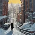 The scene in Hitchcock movie Vertigo, winter, Gouache painting, Highly Detailed, Intricate Details, Trending on Artstation, Winter, Sharp Focus, Gouache Painting by Greg Rutkowski