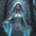 Ice mage in a haunted forest, Highly Detailed, Intricate, Gothic, Volumetric Lighting, Fantasy, Dark by Stanley Artgerm Lau