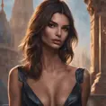 Alluring matte portrait of a beautiful Emily Ratajkowski in the style of Stefan Kostic, 8k, Highly Detailed, Intricate, Half Body, Realistic, Sharp Focus, Volumetric Lighting, Fantasy, Elegant by Stanley Artgerm Lau, Greg Rutkowski