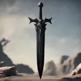 Obsidian luminous energy epic black sword artifact, 8k, Gothic and Fantasy, Unreal Engine