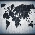 Modern digital world map on a dark high tech background, Matte