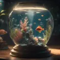 an aquarium with Ariel in a light bulb, perfect composition, 8k, HDR, Intricate Details, Masterpiece, Trending on Artstation, Epic, Cinematic Lighting, 3D Rendering, CryEngine, Unreal Engine, Dynamic Lighting